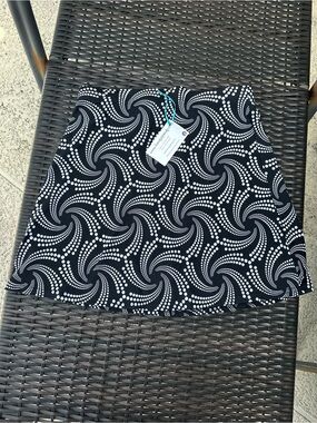 Handy Spandy Black & White Swirl Dot A-Line Skirt